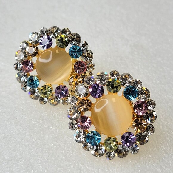 Multicolored Crystal Floral Earring - Picture 5 of 8